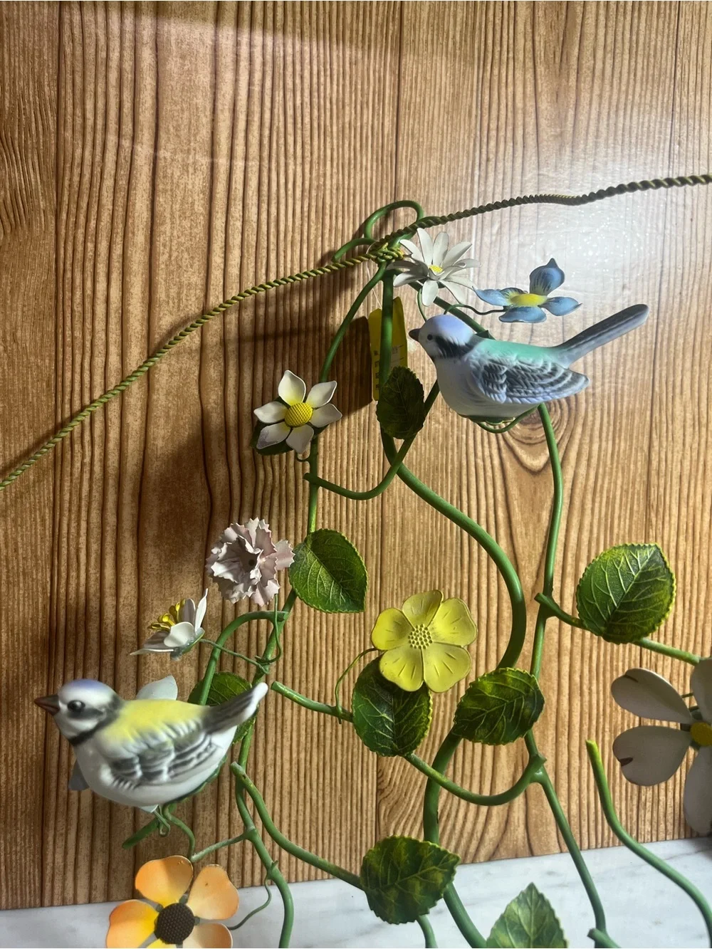 Vintage Petites Choses Tole Ware Metal Candle Scones Floral with 3 Birds